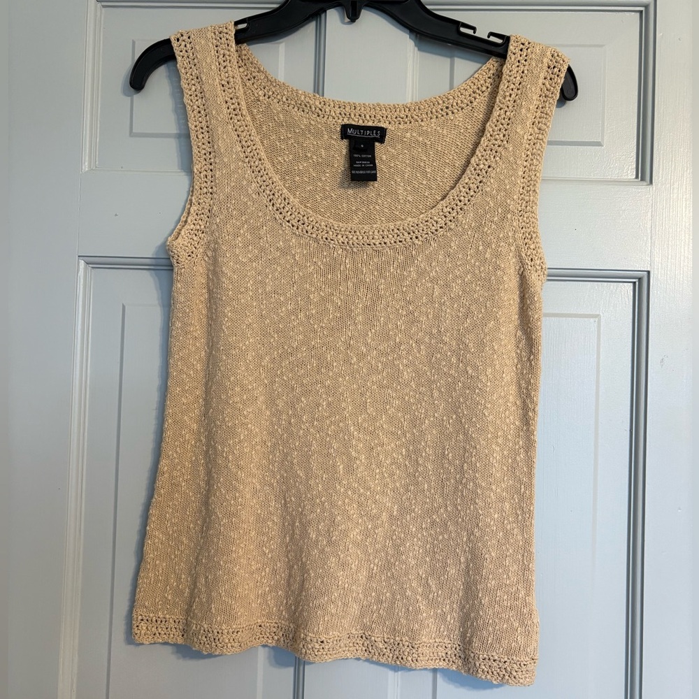 Multiples Small Cotton Tank Top Neutral Beige Lightweight Sweater Tank